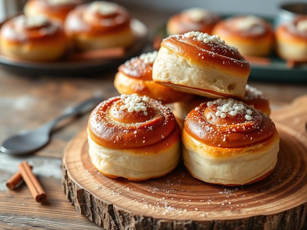Swedish cinnamon buns with cardamom and pearl sugar