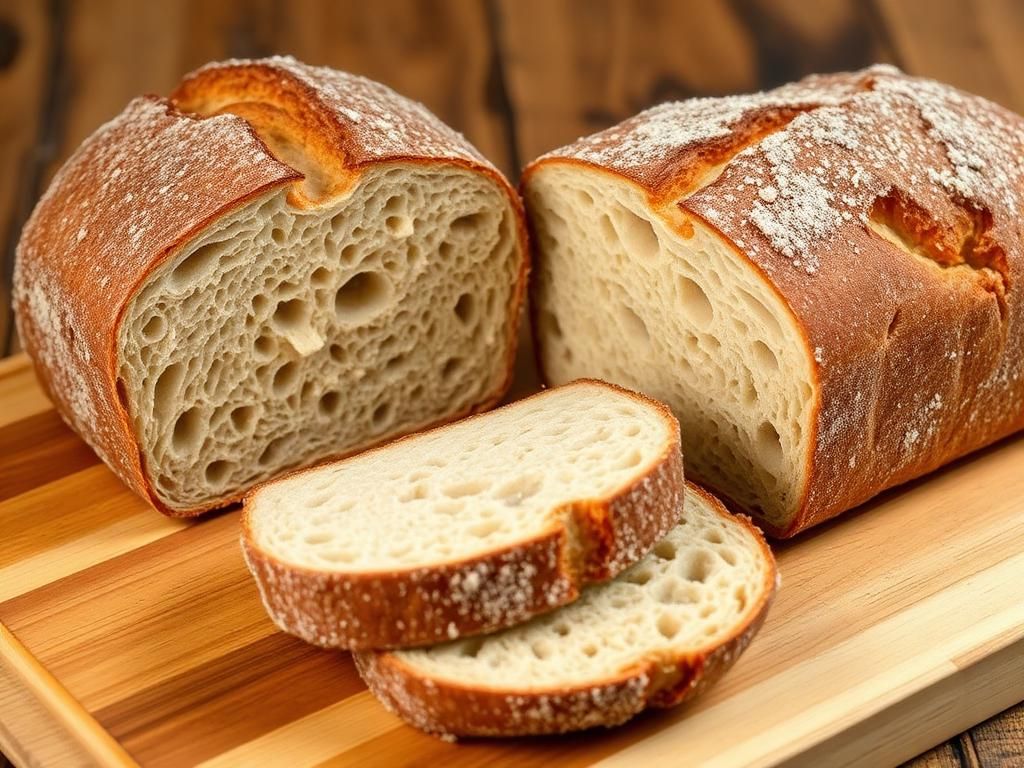 Sliced sourdough bread with open crumb