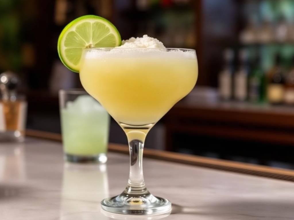 Daiquiri in a coupe glass with a lime twist