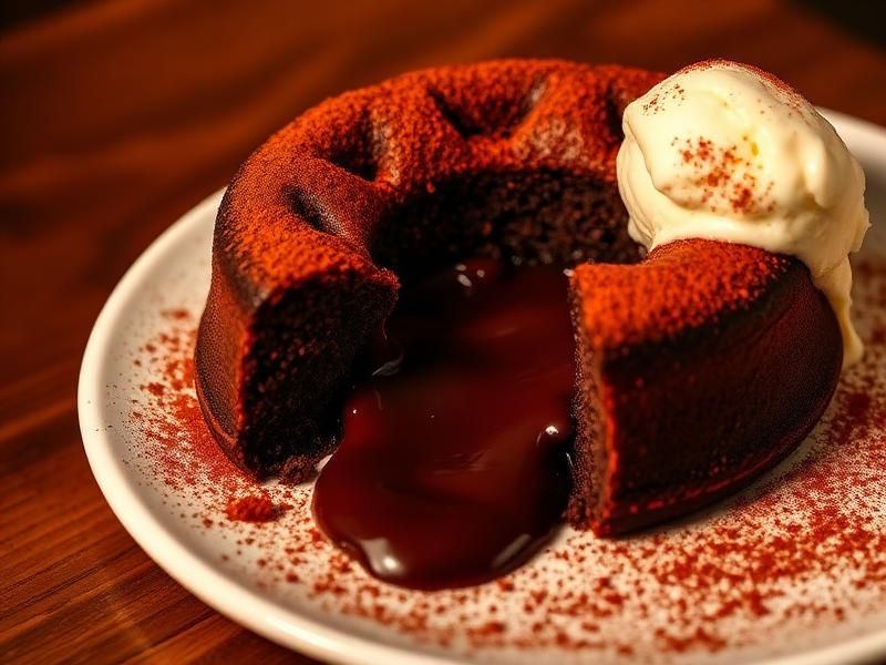 Chocolate lava cake with molten centre running out