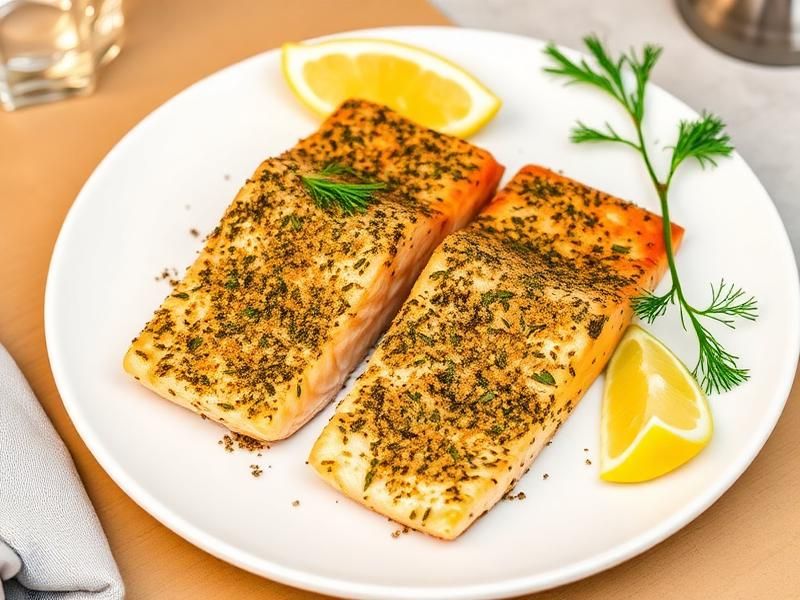 Salmon fillet with green herb crust