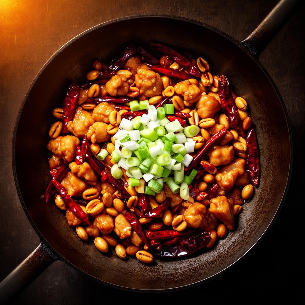 Kung pao chicken with peanuts and dried chillies