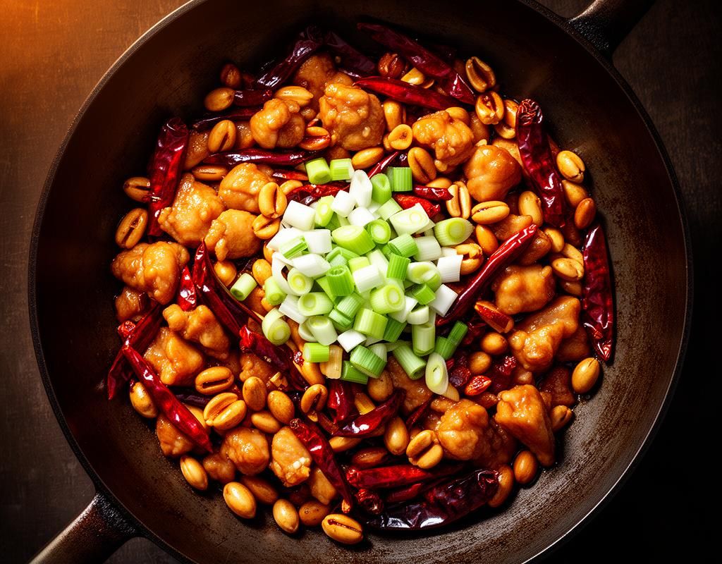 Kung pao chicken with peanuts and dried chillies