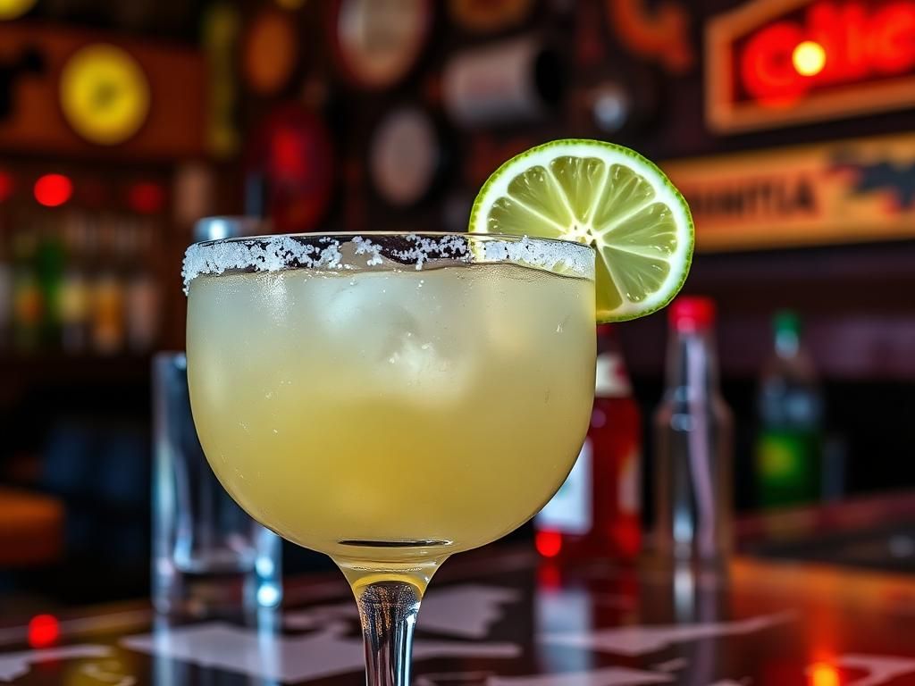 Margarita with a salted rim and lime