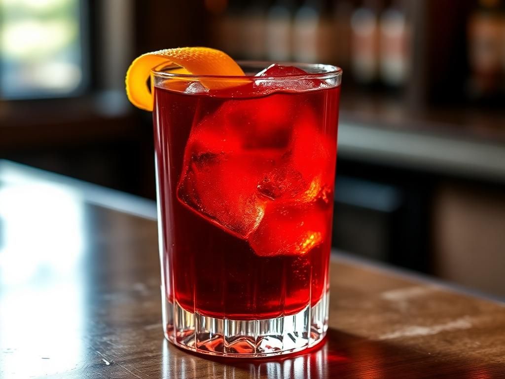 Negroni over ice with an orange peel