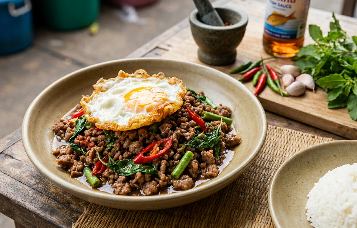 Bœuf sauté au basilic thaï (Pad Krapow Neua)