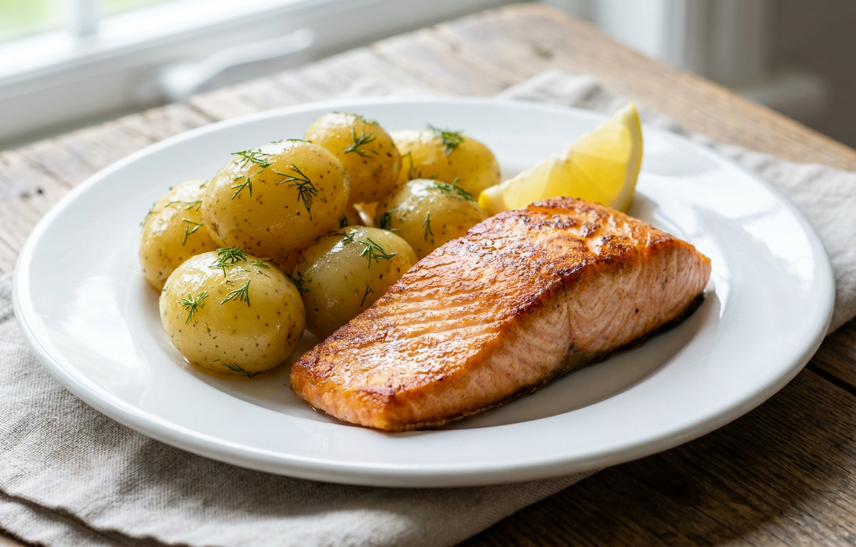 Crispy Salmon with Dill Potatoes — recipe photo by Culiora